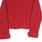 Womens Red Button Jacket S Polyester Blend Plain Elegant Floral Embroidery