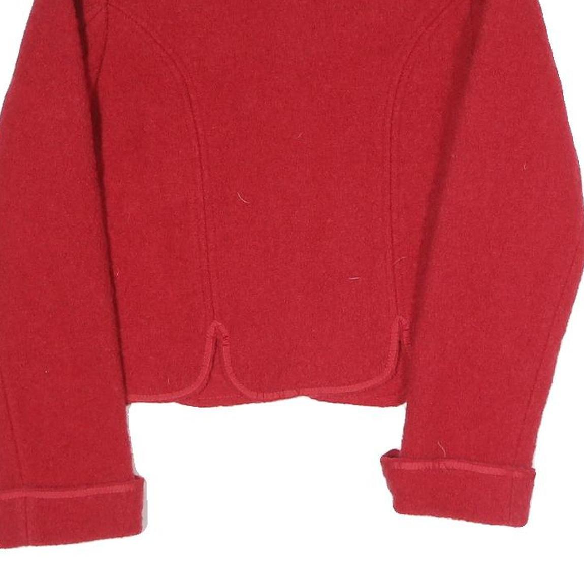 Womens Red Button Jacket S Polyester Blend Plain Elegant Floral Embroidery