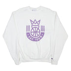 CHAMPION Mens White Sac Town Basketball Crew Neck M Sweatshirt Cotton Blend