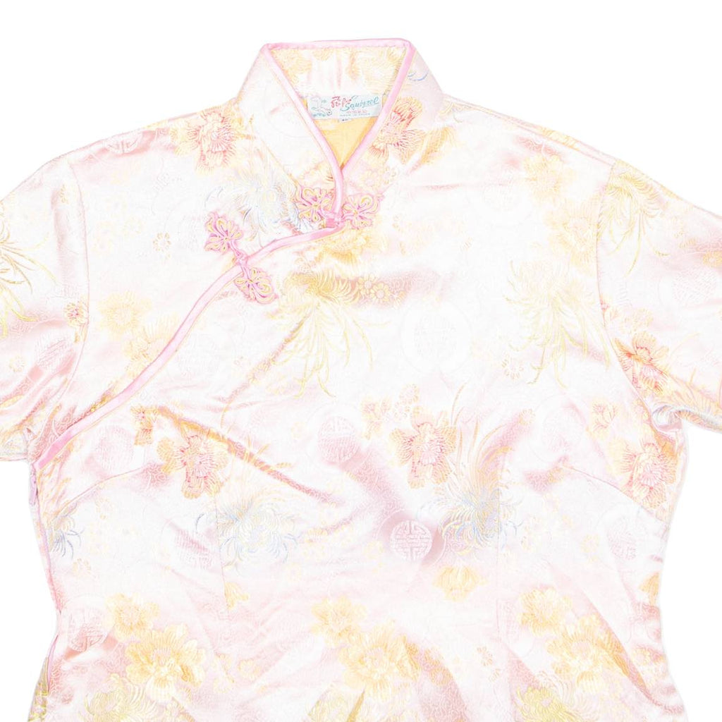 SQUIRREL Womens Printed Top Pink V-Neck Floral L
