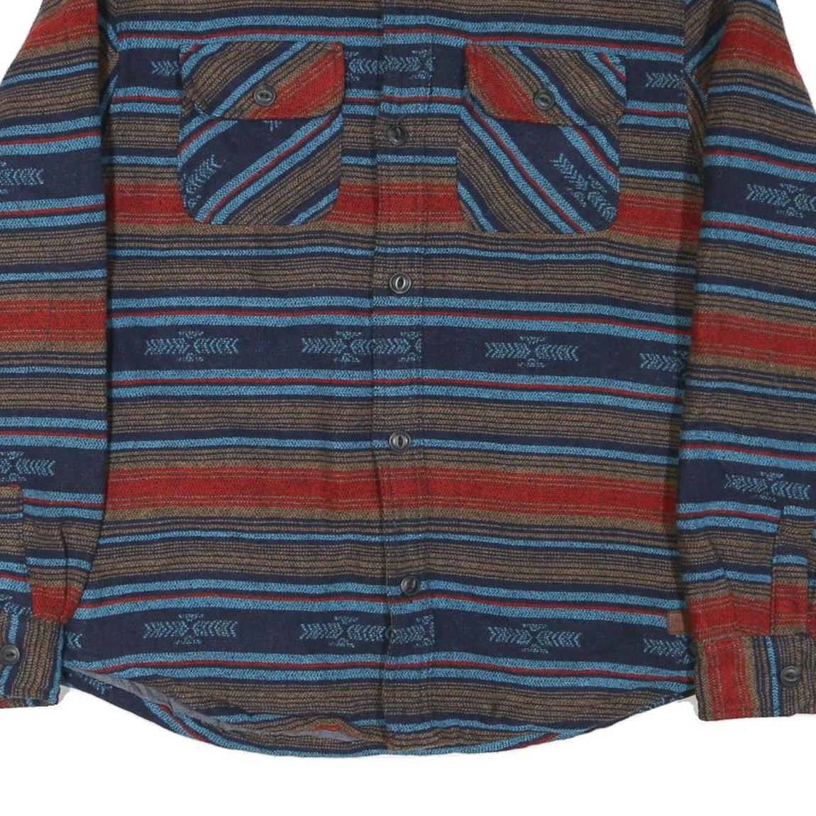 JACHS Mens Red Blue Brown Pattern Shirt L Cotton Blend Casual Long Sleeve