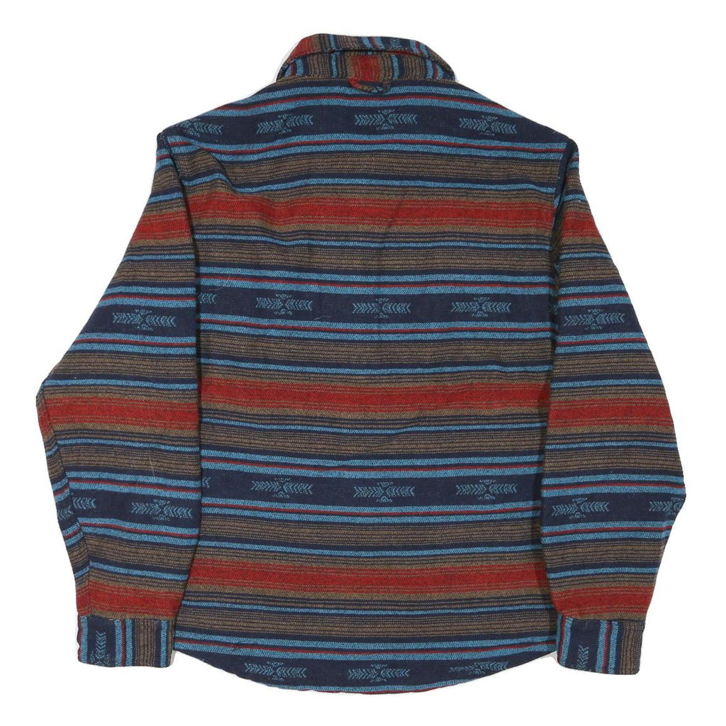 JACHS Mens Red Blue Brown Pattern Shirt L Cotton Blend Casual Long Sleeve