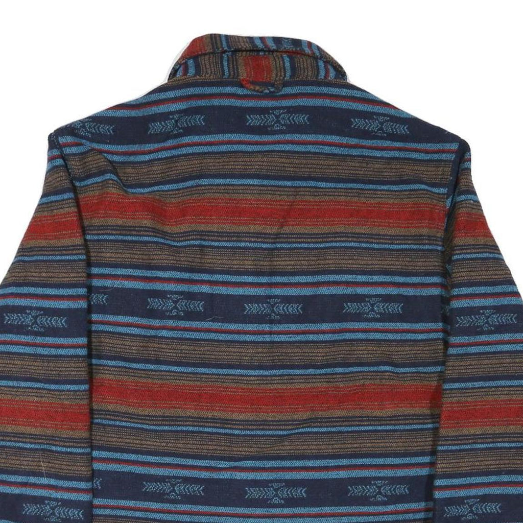 JACHS Mens Red Blue Brown Pattern Shirt L Cotton Blend Casual Long Sleeve