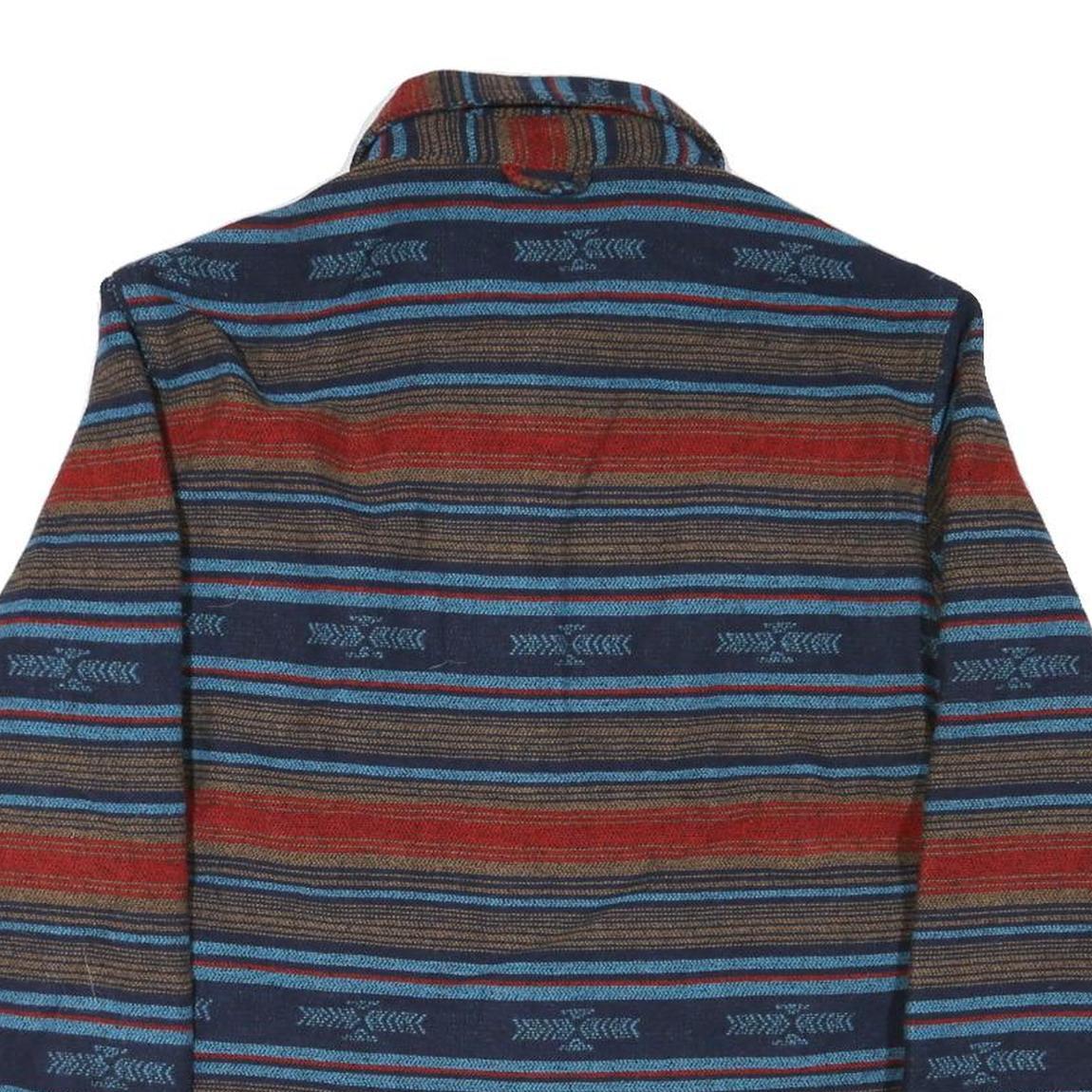 JACHS Mens Red Blue Brown Pattern Shirt L Cotton Blend Casual Long Sleeve