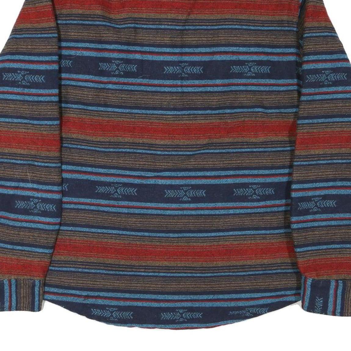 JACHS Mens Red Blue Brown Pattern Shirt L Cotton Blend Casual Long Sleeve