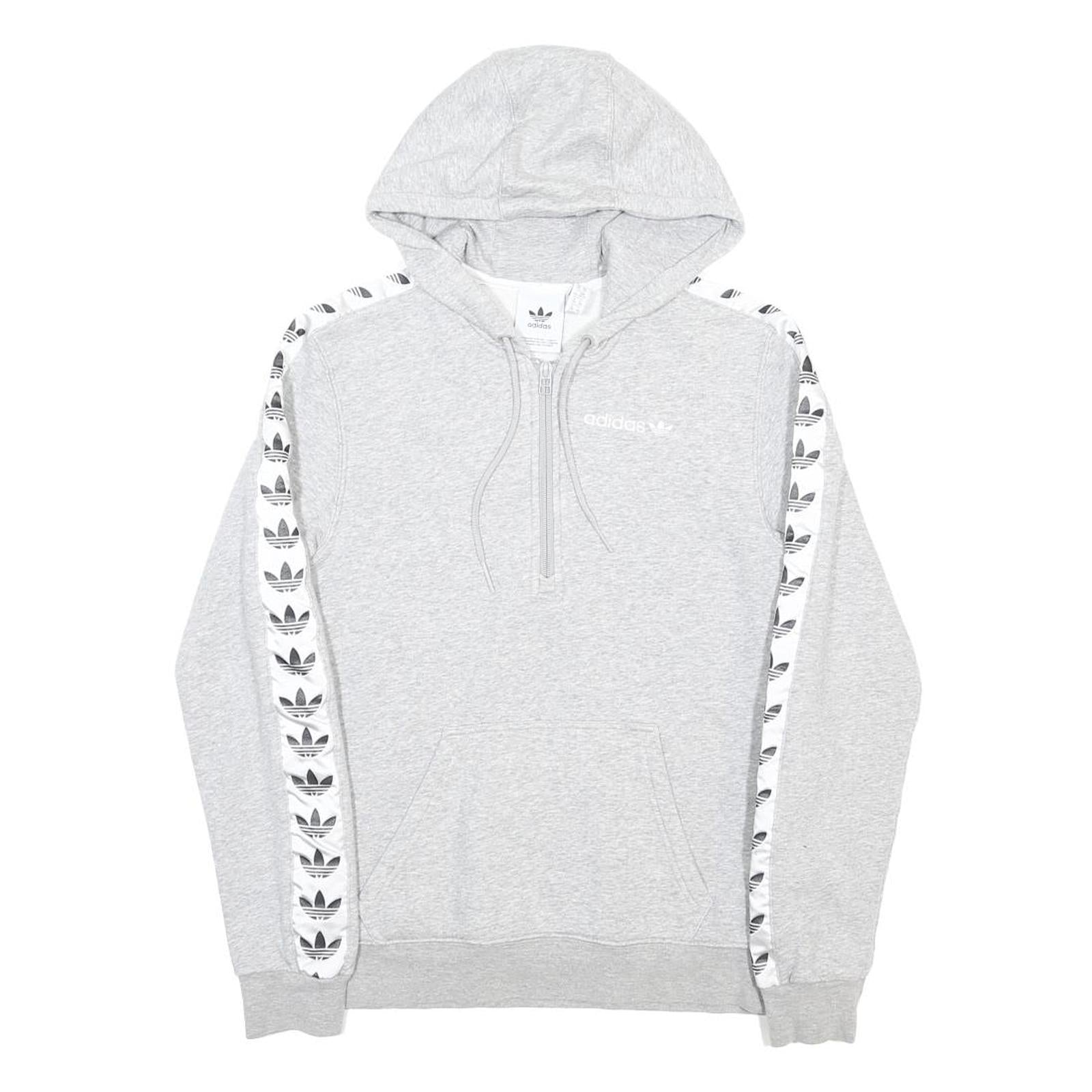 ADIDAS Womens Grey Hoodie XS Cotton Blend ¼ Zip Casual Sportswear