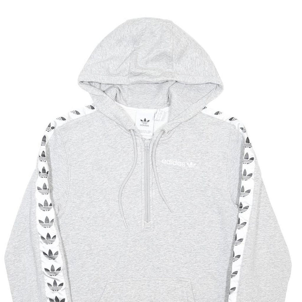ADIDAS Womens Grey Hoodie XS Cotton Blend ¼ Zip Casual Sportswear