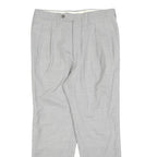 Womens Grey Wool Regular Fit Straight Trousers W30 L26 Classic Zip Closure