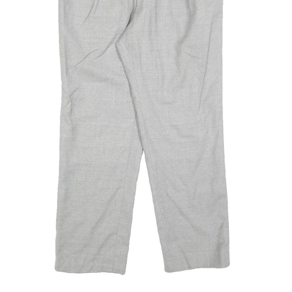Womens Grey Wool Regular Fit Straight Trousers W30 L26 Classic Zip Closure