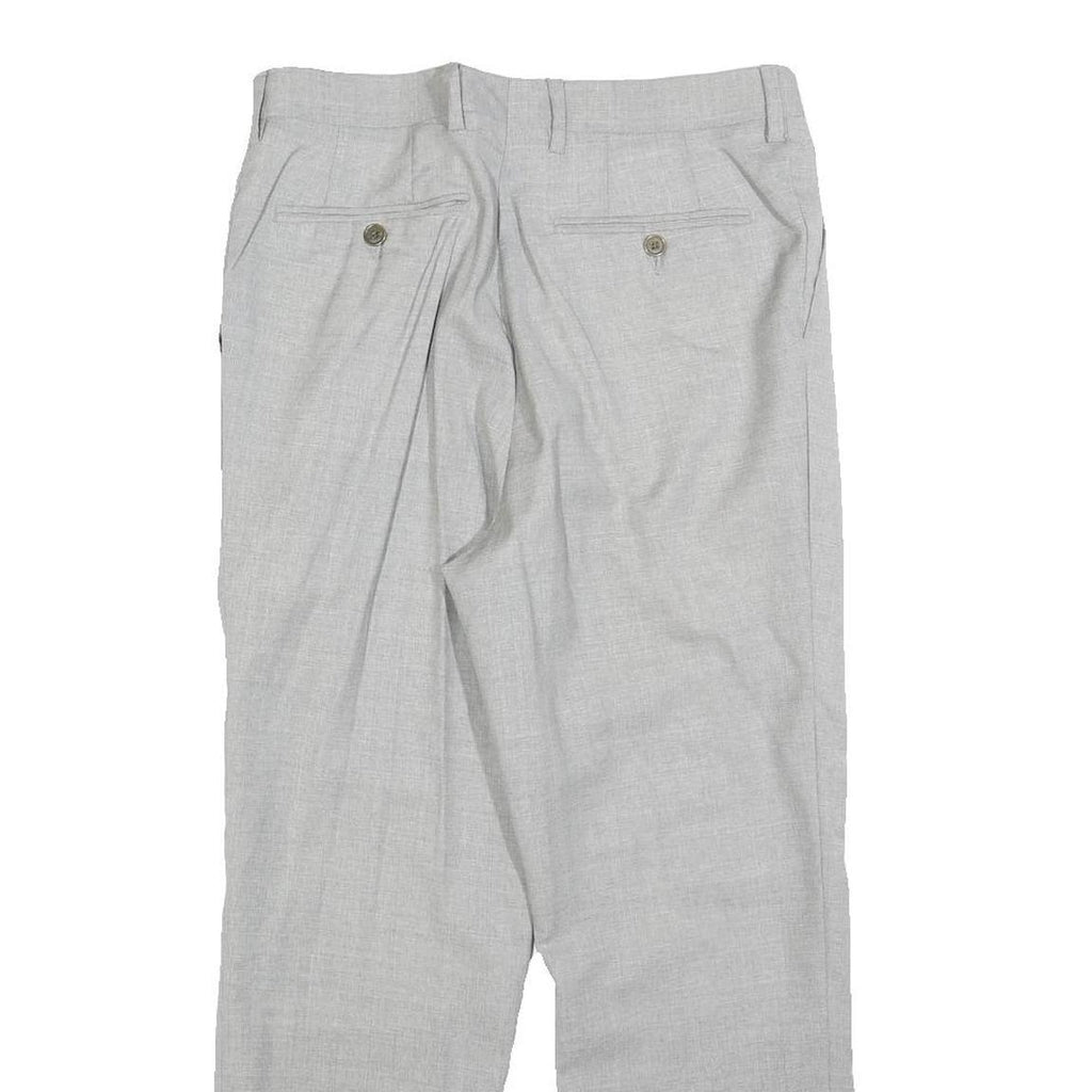 Womens Grey Wool Regular Fit Straight Trousers W30 L26 Classic Zip Closure