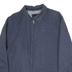 TOMMY HILFIGER Mens Blue XL Cotton Blend Jacket Zip Plain Lightweight Casual