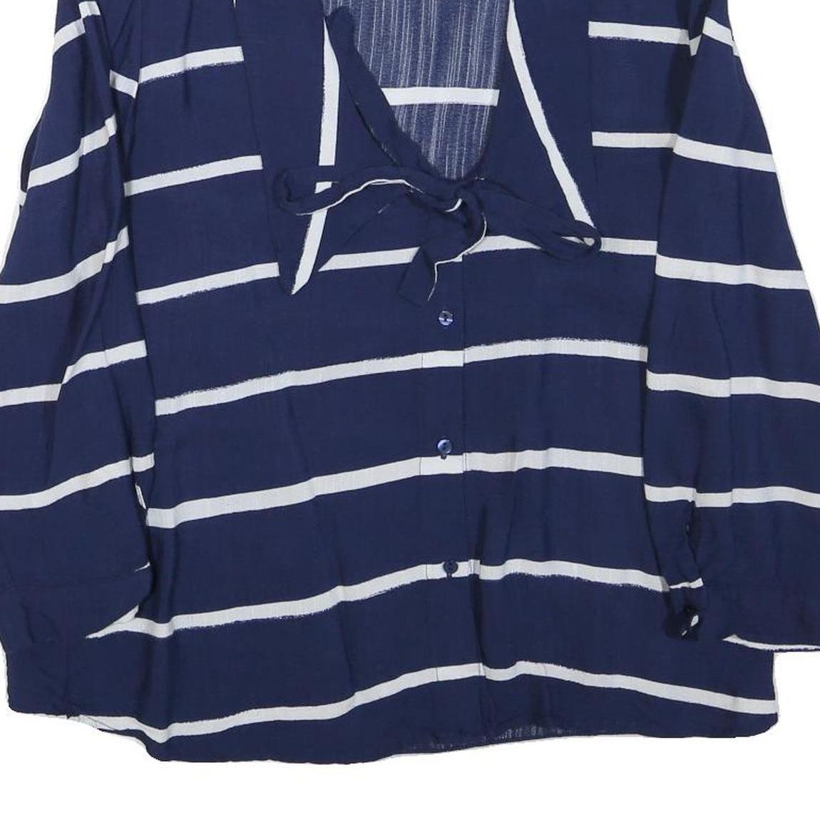 ZARA Womens Blue & White Striped Shirt Long Sleeve Collared M Button Up