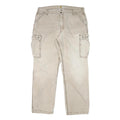 CARHARTT Mens Cotton Blend Beige Relaxed Cargo Trousers W39 L32 Workwear Zip