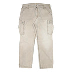 CARHARTT Mens Cotton Blend Beige Relaxed Cargo Trousers W39 L32 Workwear Zip
