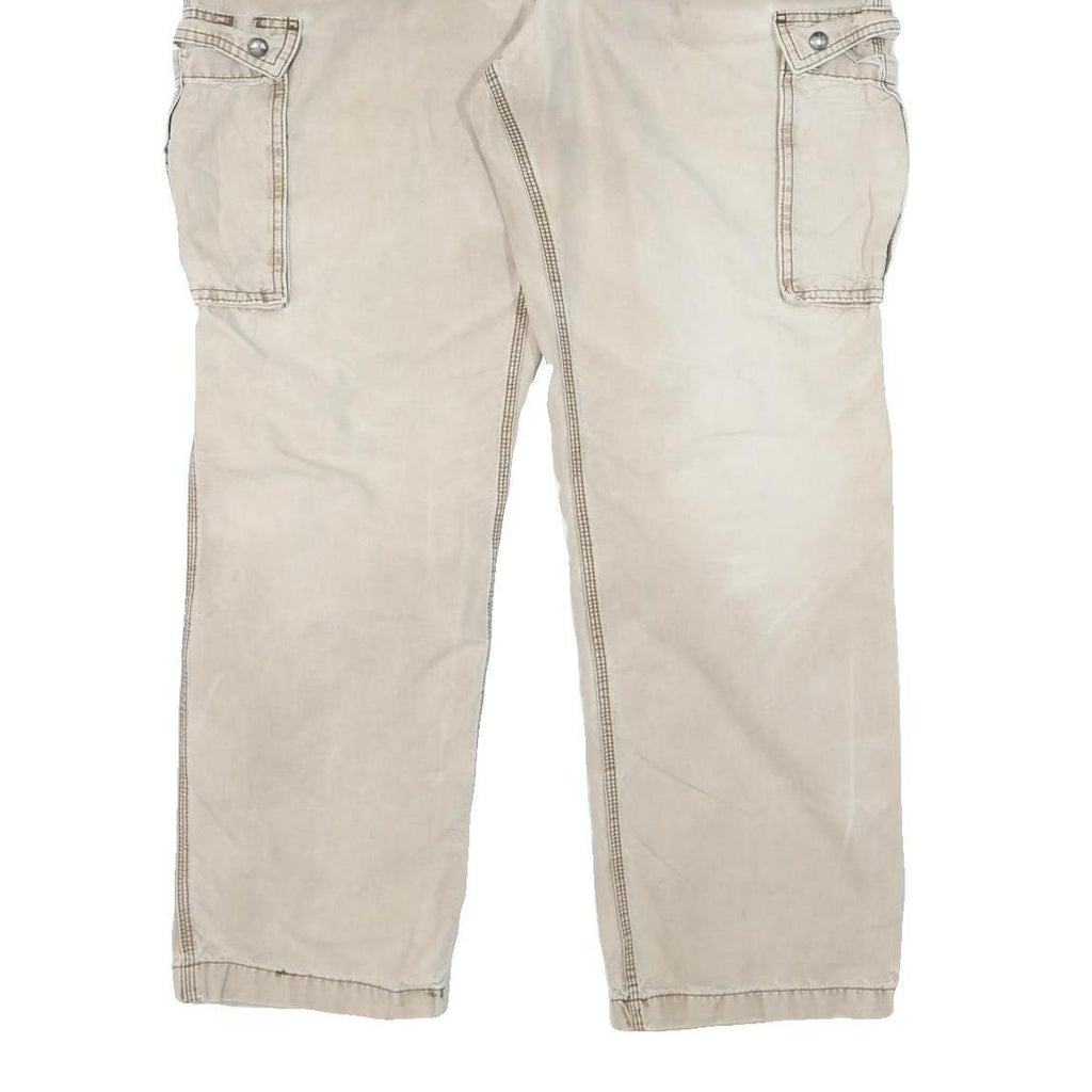 CARHARTT Mens Cotton Blend Beige Relaxed Cargo Trousers W39 L32 Workwear Zip