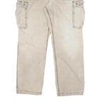 CARHARTT Mens Cotton Blend Beige Relaxed Cargo Trousers W39 L32 Workwear Zip
