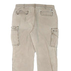 CARHARTT Mens Cotton Blend Beige Relaxed Cargo Trousers W39 L32 Workwear Zip