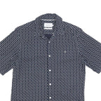 CALVIN KLEIN Mens Navy Blue & White Printed Shirt S Cotton Blend Casual Summer