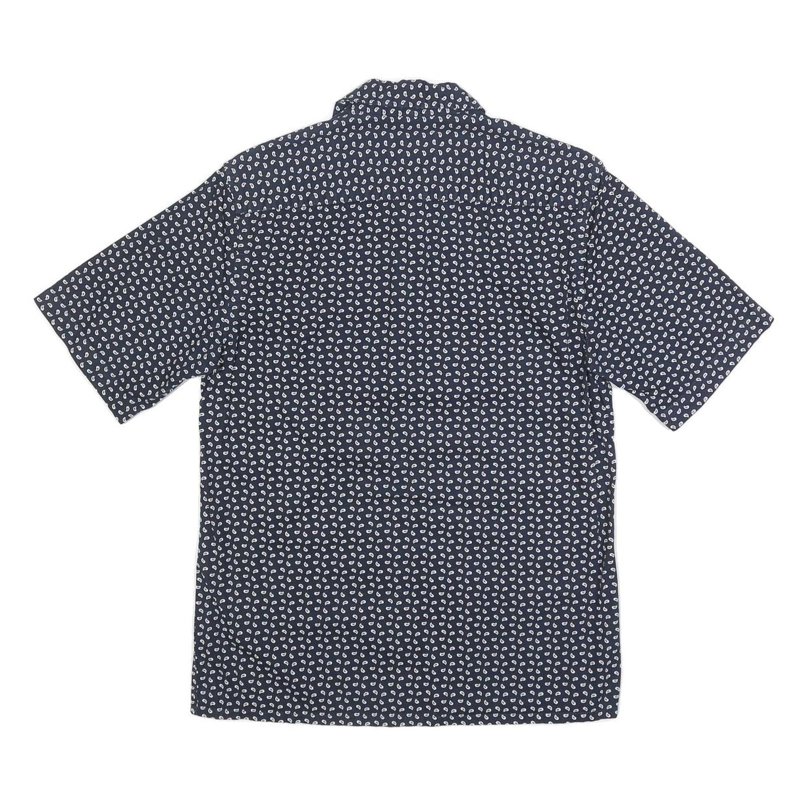 CALVIN KLEIN Mens Navy Blue & White Printed Shirt S Cotton Blend Casual Summer