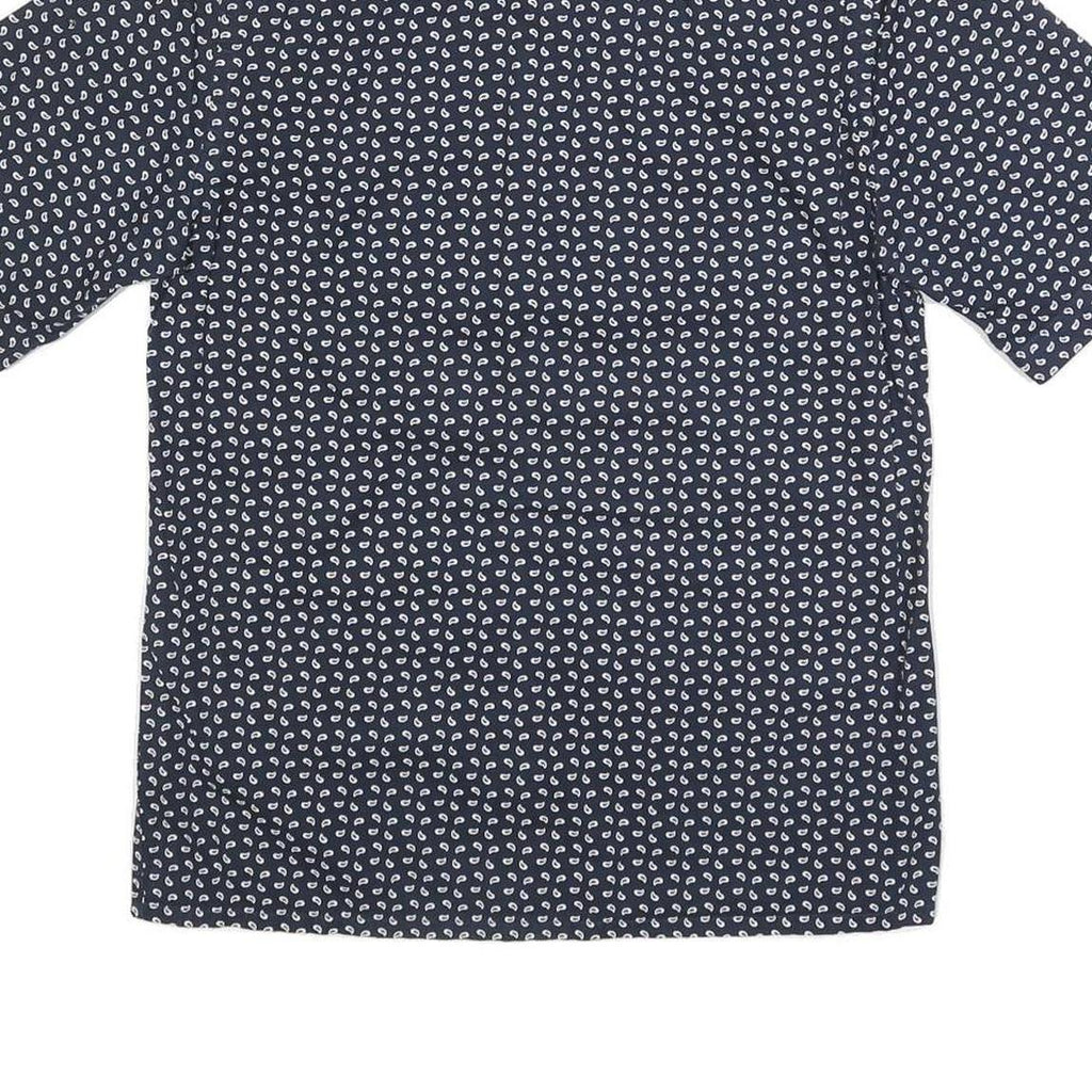 CALVIN KLEIN Mens Navy Blue & White Printed Shirt S Cotton Blend Casual Summer