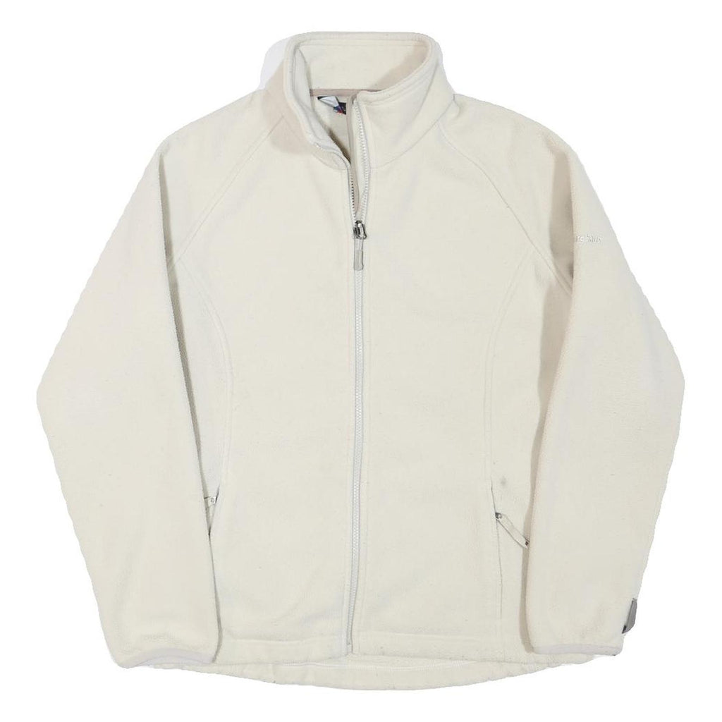 ABERCROMBIE & FITCH Womens White Zip Fleece Jacket L Polyester Blend Casual Warm