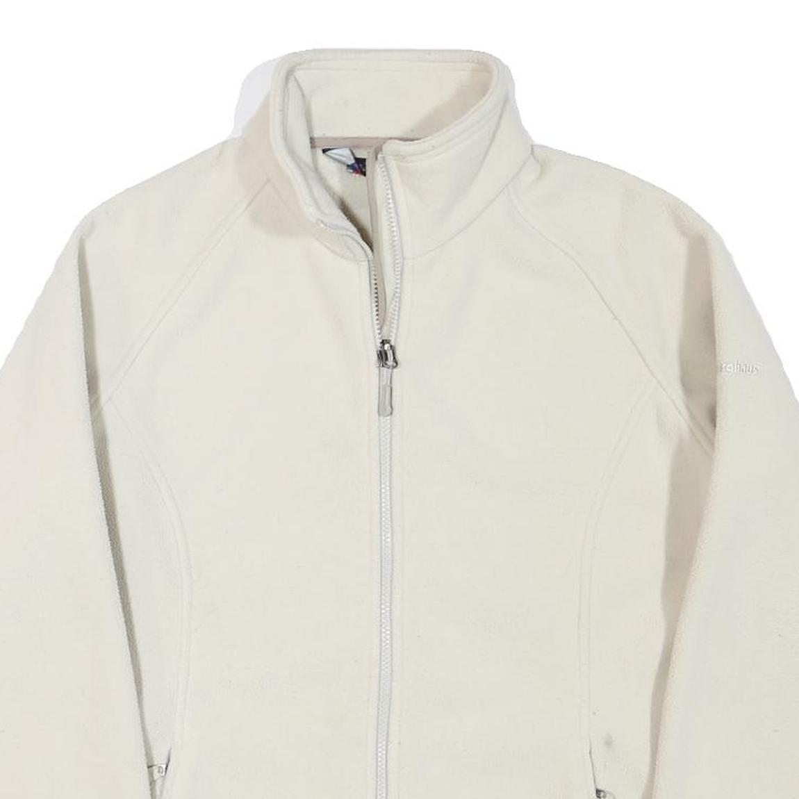 ABERCROMBIE & FITCH Womens White Zip Fleece Jacket L Polyester Blend Casual Warm