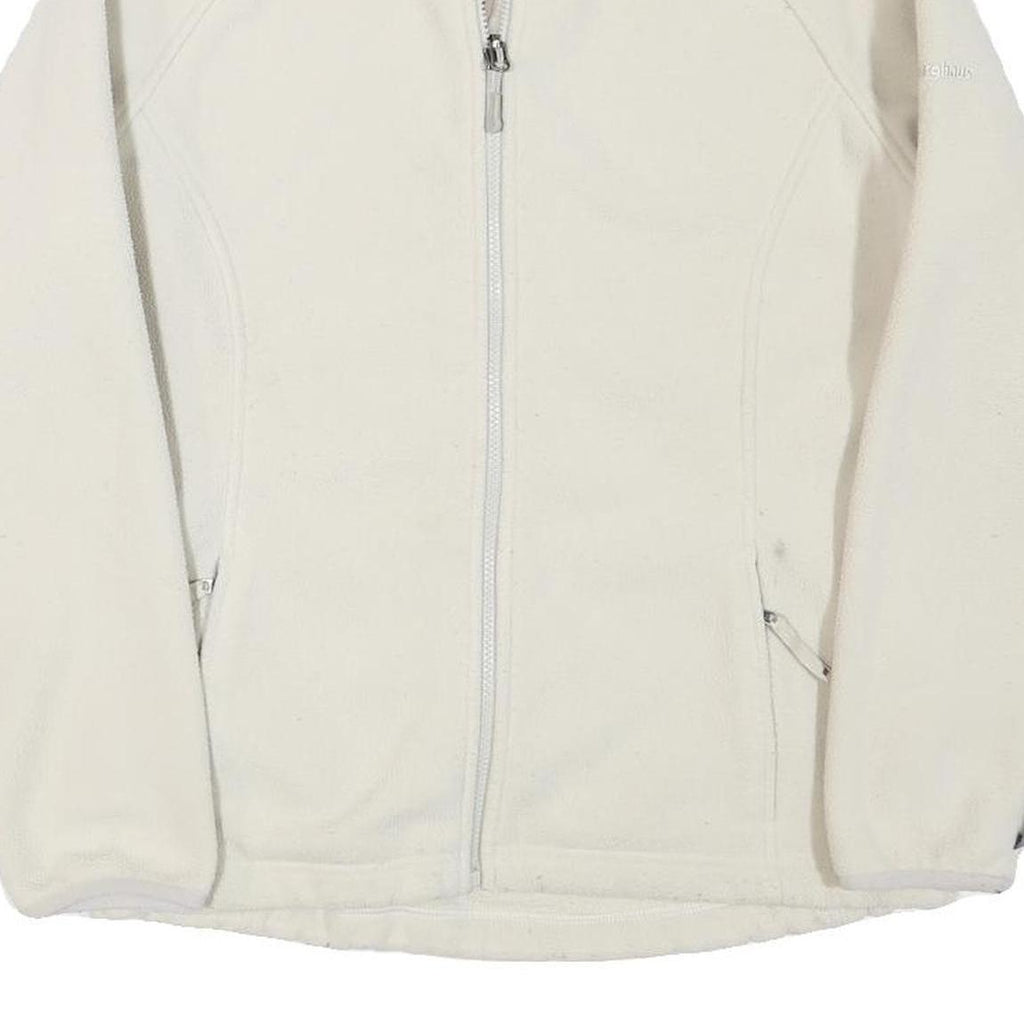 ABERCROMBIE & FITCH Womens White Zip Fleece Jacket L Polyester Blend Casual Warm