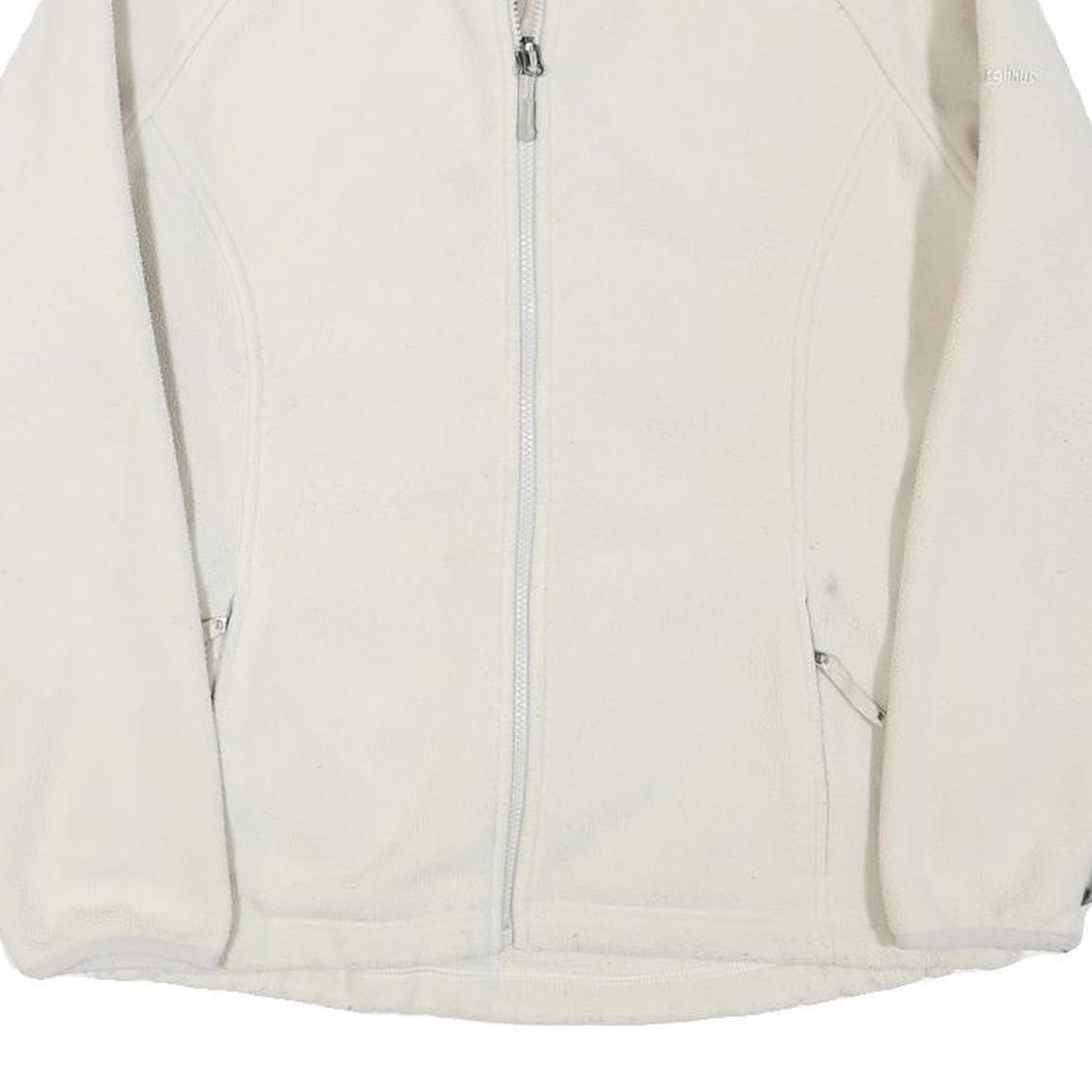 ABERCROMBIE & FITCH Womens White Zip Fleece Jacket L Polyester Blend Casual Warm
