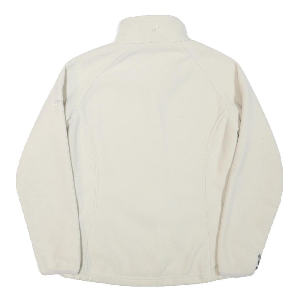 ABERCROMBIE & FITCH Womens White Zip Fleece Jacket L Polyester Blend Casual Warm