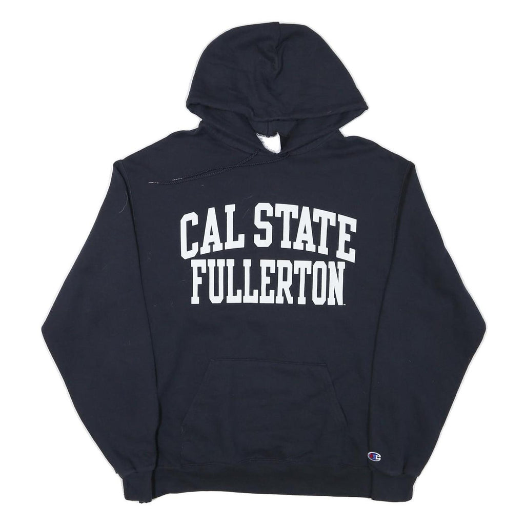 CHAMPION Mens Navy Blue Cal State Fullerton Hoodie L Casual Cotton Blend