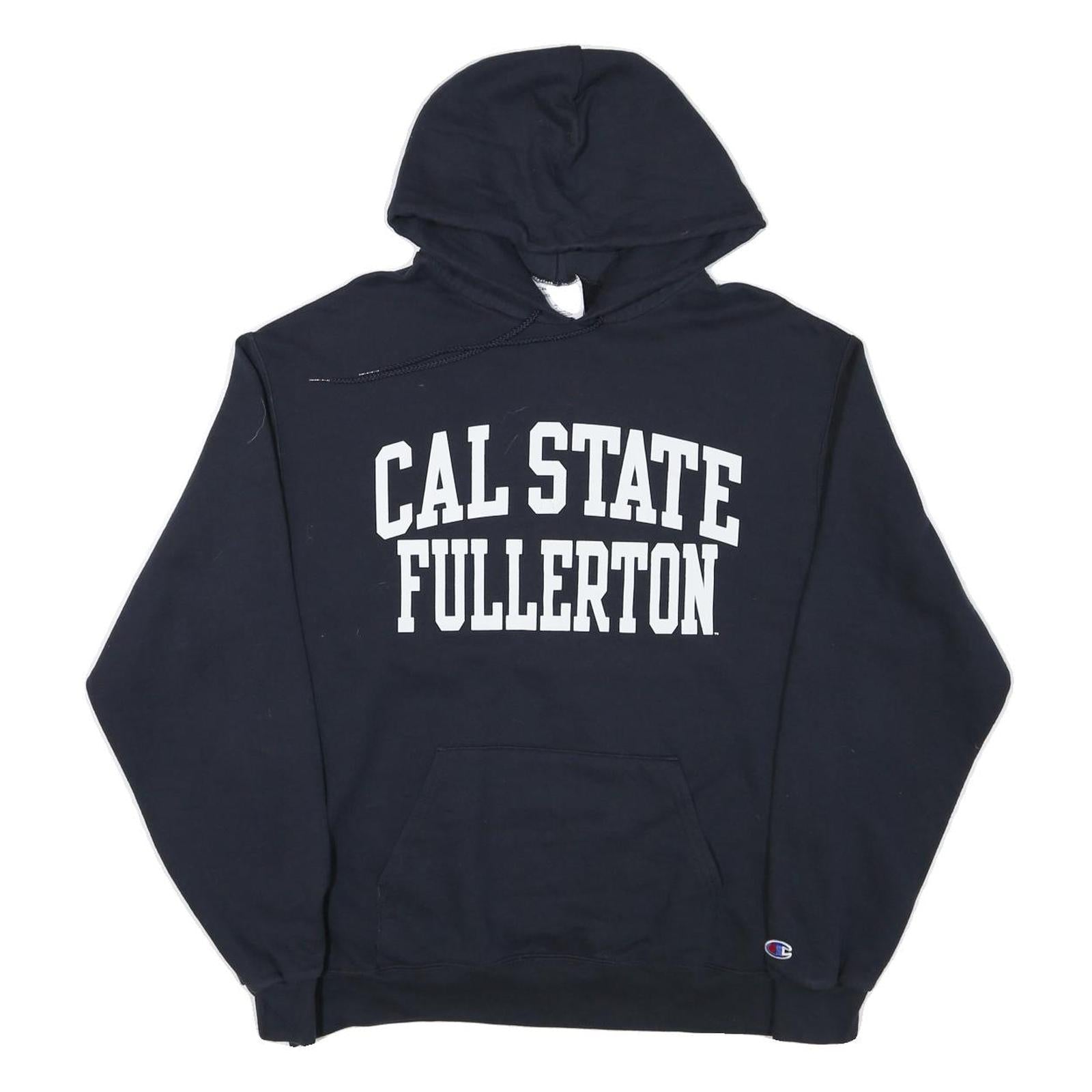 CHAMPION Mens Navy Blue Cal State Fullerton Hoodie L Casual Cotton Blend