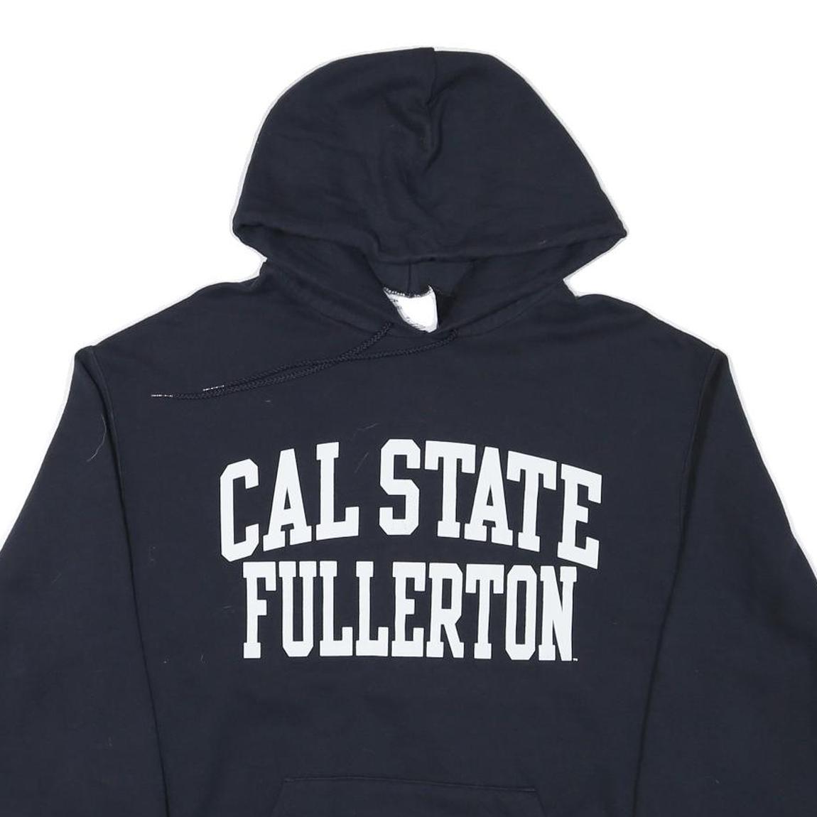 CHAMPION Mens Navy Blue Cal State Fullerton Hoodie L Casual Cotton Blend