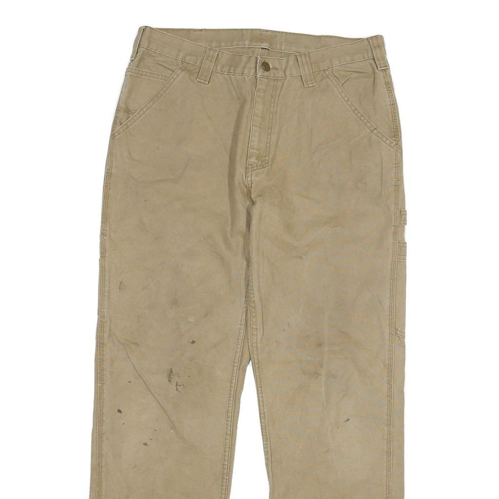 CARHARTT Mens Regular Fit Beige Cotton Blend Denim Zip W32 L30 Workwear Jeans