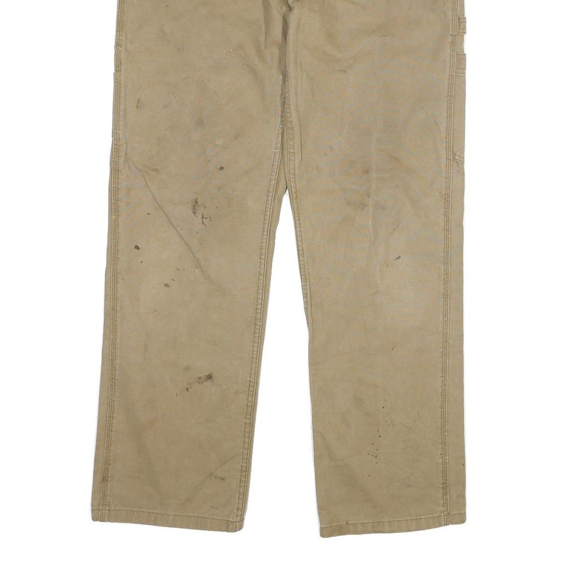 CARHARTT Mens Regular Fit Beige Cotton Blend Denim Zip W32 L30 Workwear Jeans