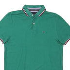 TOMMY HILFIGER Mens Green Short Sleeve Plain M Polo Shirt Cotton Blend