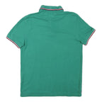 TOMMY HILFIGER Mens Green Short Sleeve Plain M Polo Shirt Cotton Blend