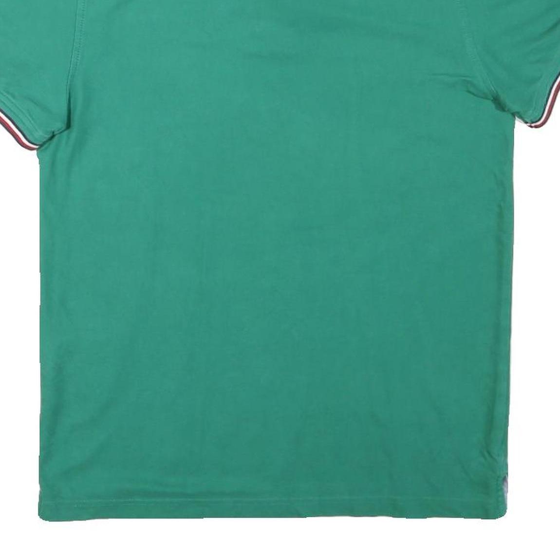 TOMMY HILFIGER Mens Green Short Sleeve Plain M Polo Shirt Cotton Blend