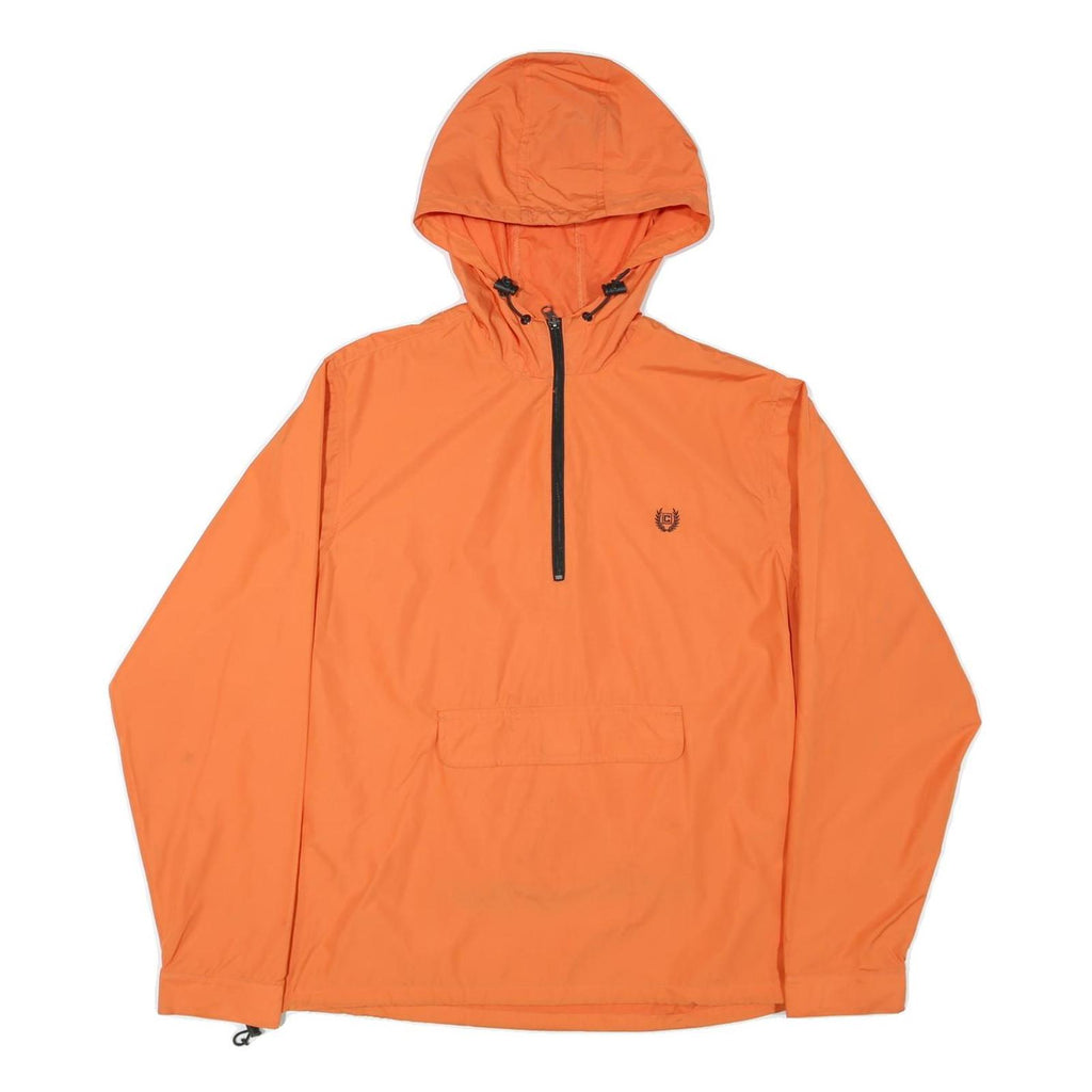 CHAPS Womens Orange Nylon Hooded Jacket M Windbreaker Half Zip Casual