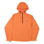 CHAPS Womens Orange Nylon Hooded Jacket M Windbreaker Half Zip Casual