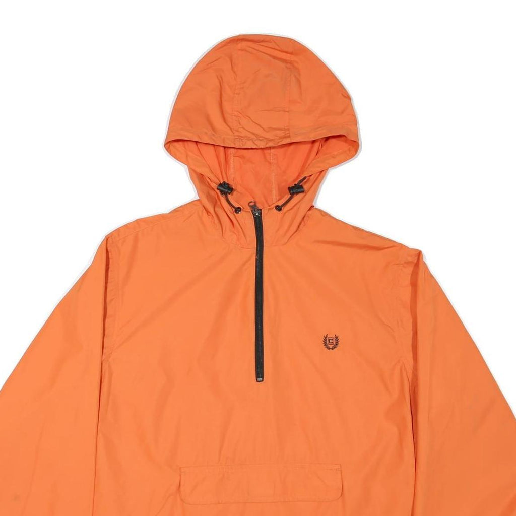 CHAPS Womens Orange Nylon Hooded Jacket M Windbreaker Half Zip Casual