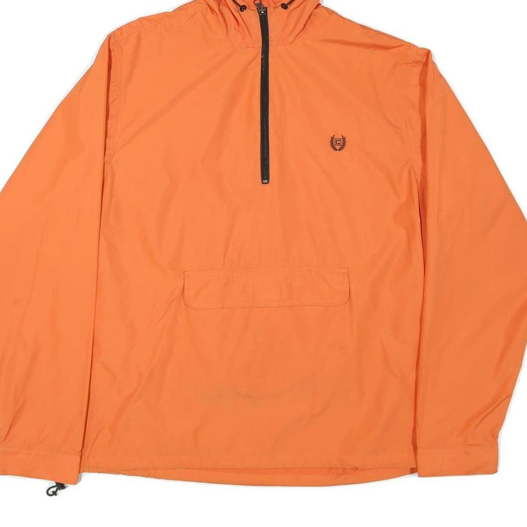 CHAPS Womens Orange Nylon Hooded Jacket M Windbreaker Half Zip Casual