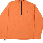 CHAPS Womens Orange Nylon Hooded Jacket M Windbreaker Half Zip Casual