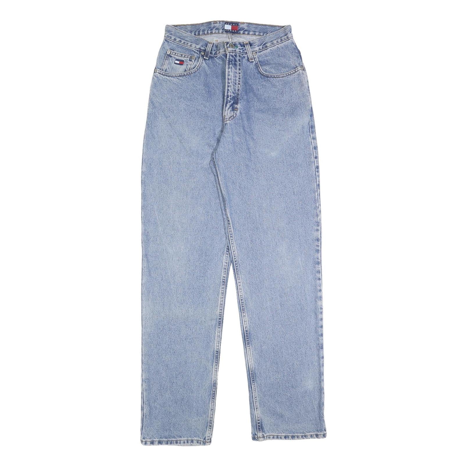 TOMMY JEANS Womens Loose Blue Denim Light W29 L34 Straight Leg Zip Closure