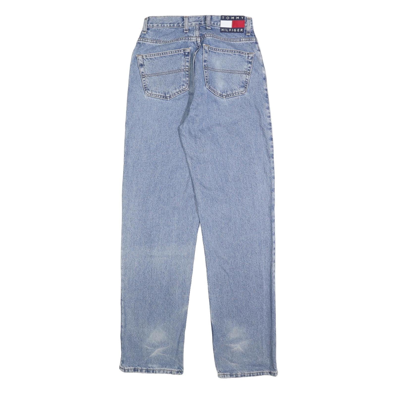 TOMMY JEANS Womens Loose Blue Denim Light W29 L34 Straight Leg Zip Closure