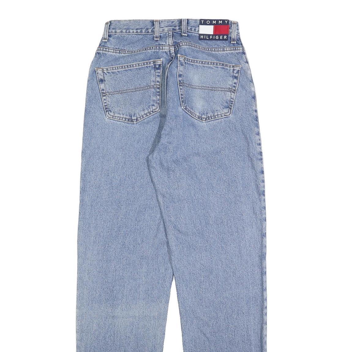 TOMMY JEANS Womens Loose Blue Denim Light W29 L34 Straight Leg Zip Closure