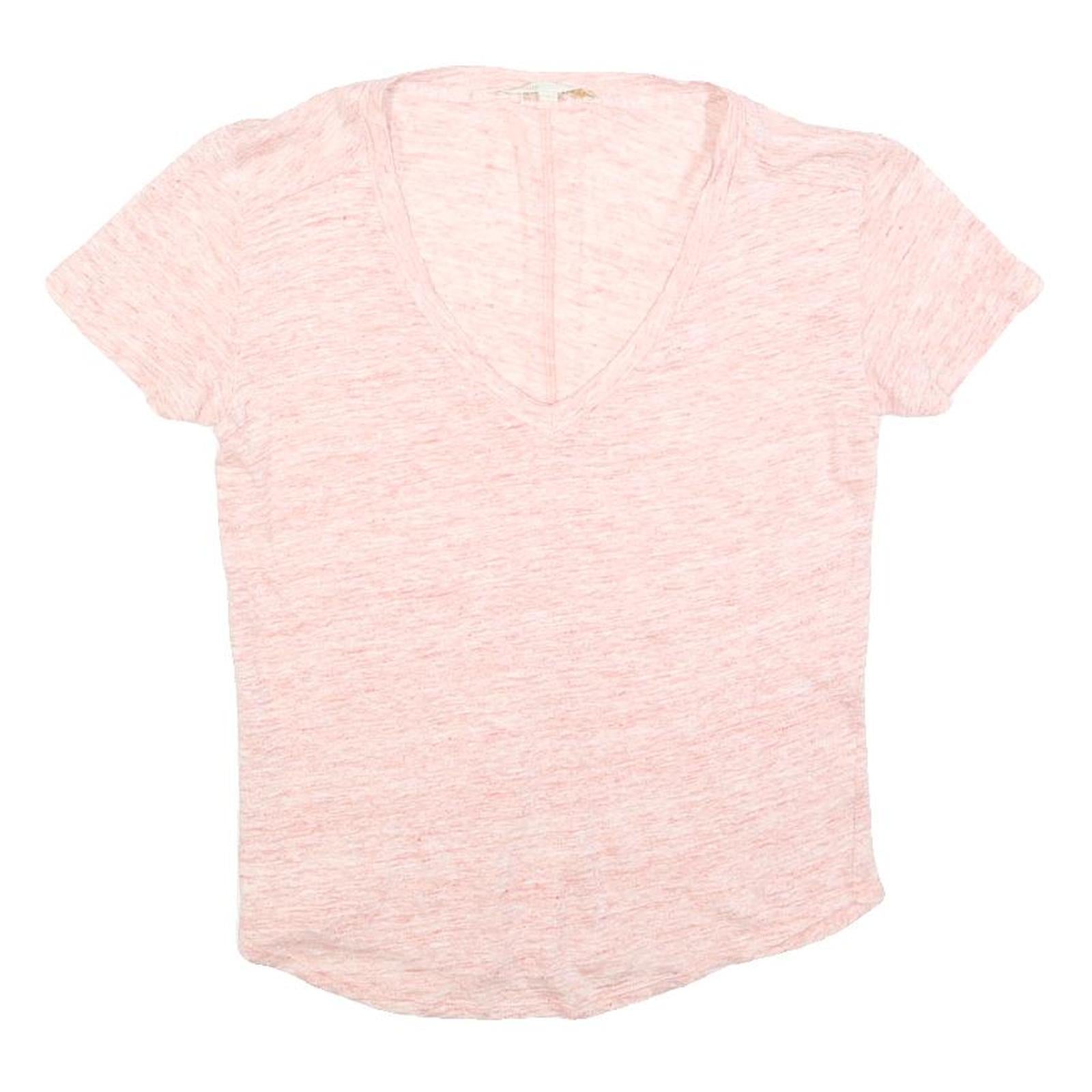 MAJE Womens Pink Jersey T-Shirt S Short Sleeve V-Neck Lightweight Cotton Blend