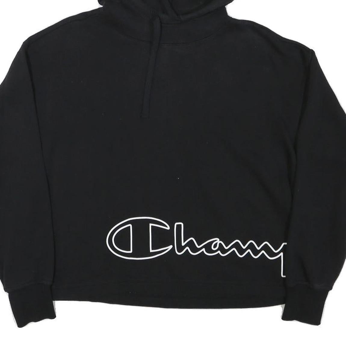 CHAMPION Womens Black Hoodie S Cotton Blend Pullover Casual Sweatshirt