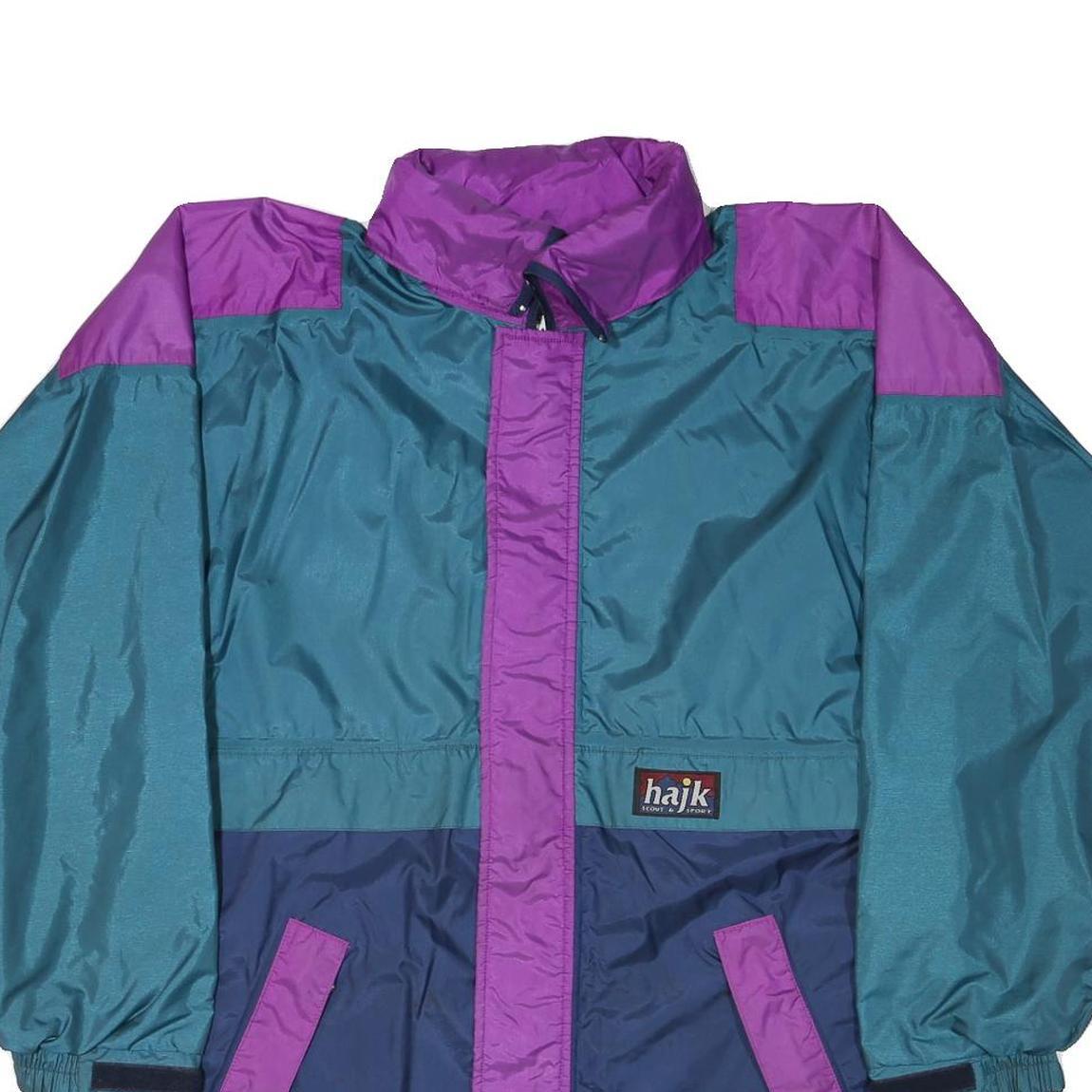 HAJK Mens Blue & Purple Colourblock Jacket L Nylon Zip Casual Lightweight