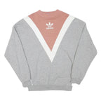 ADIDAS Womens Grey & Pink Crew Neck UK 6 Sweatshirt Cotton Blend Pullover