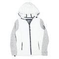 SUPERDRY Womens White & Grey Hooded Jacket XS Polyester Blend Zip Casual